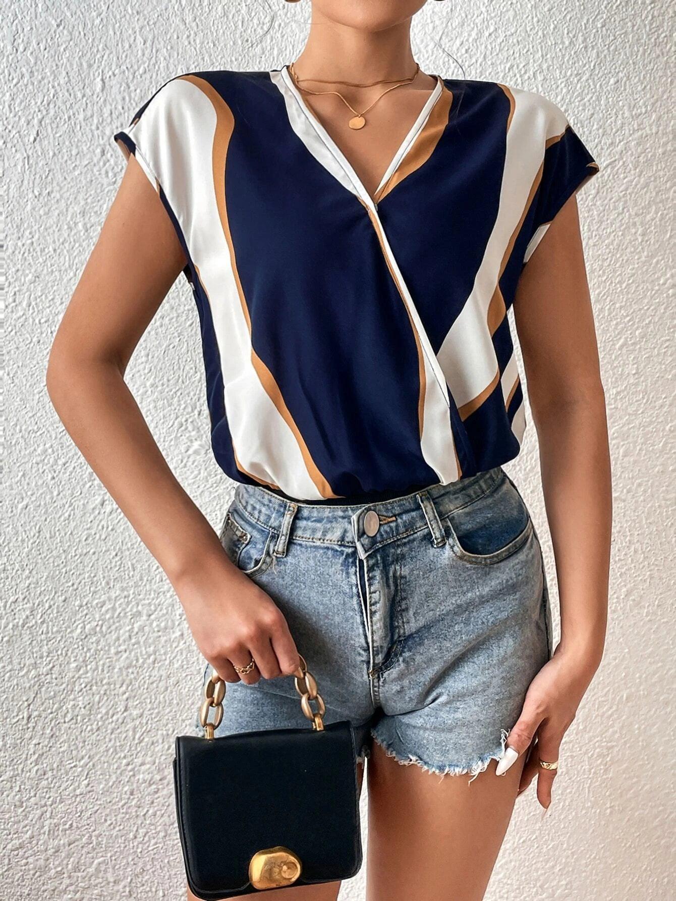 Colorblock Batwing Sleeve Bodysuit-Comfy Jumpsuits