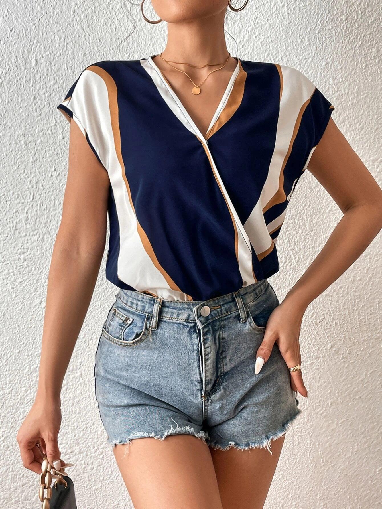 Colorblock Batwing Sleeve Bodysuit-Comfy Jumpsuits