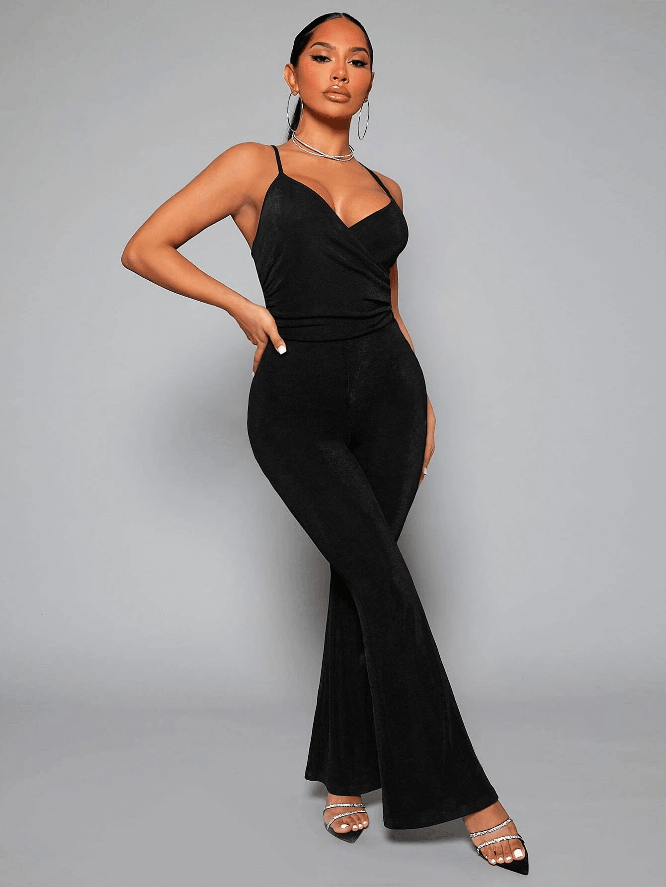 Flare Leg Cami Jumpsuit-Comfy Jumpsuits