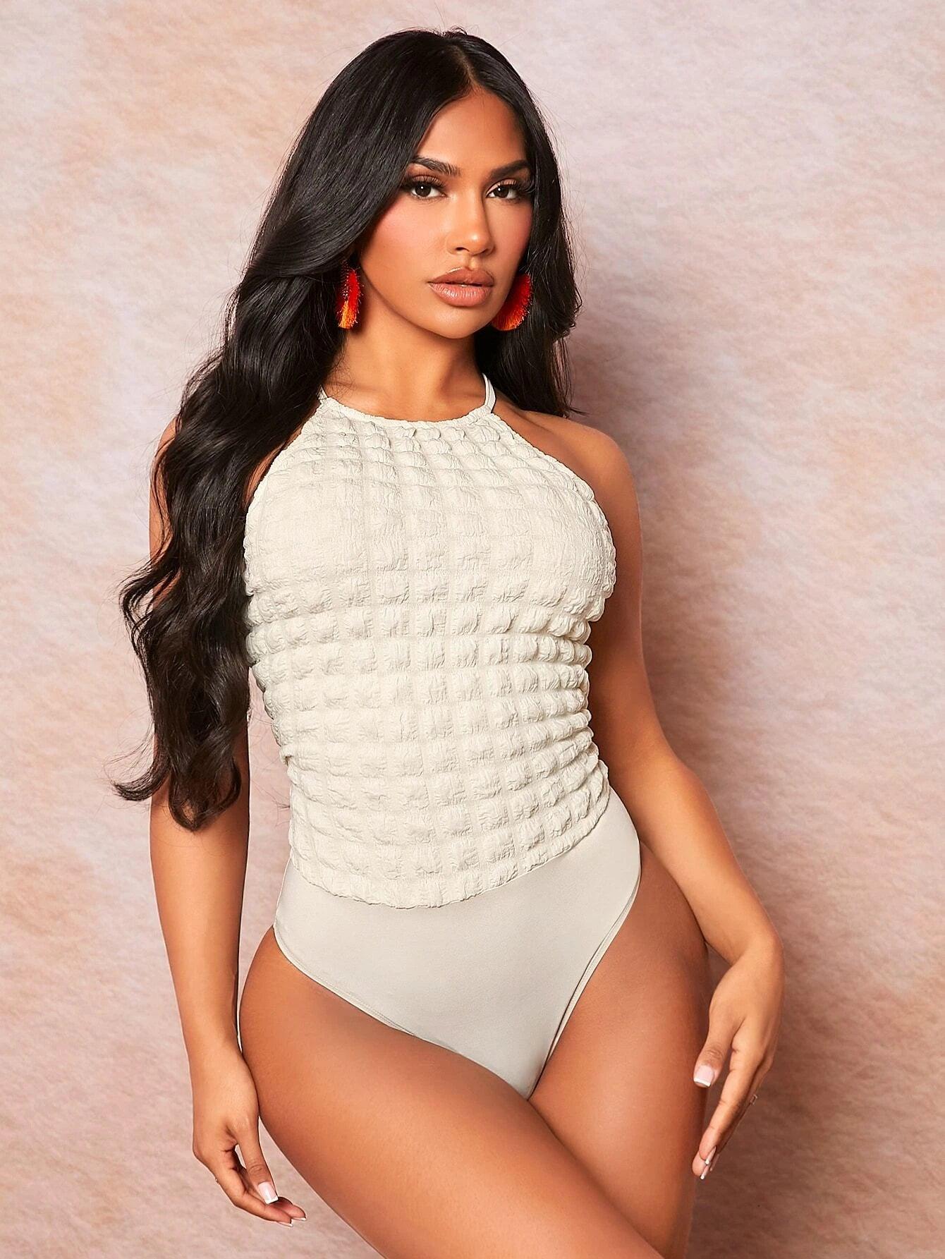 Halter Neck Bodysuit-Comfy Jumpsuits