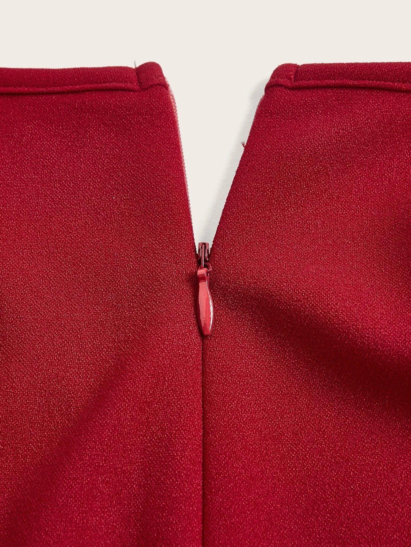 Plus Plunging Neck Ruffle Trim Jumpsuit-Comfy Jumpsuits