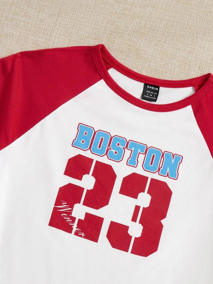 Casual Round Neck Graphic Raglan Sleeve Bodysuit-Comfy Jumpsuits