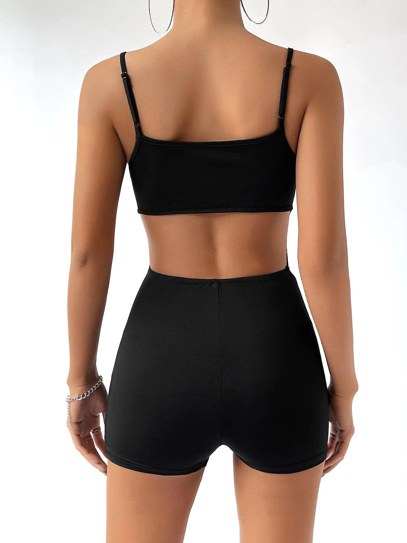 Solid Colored Cami Unitard Romper-Comfy Jumpsuits