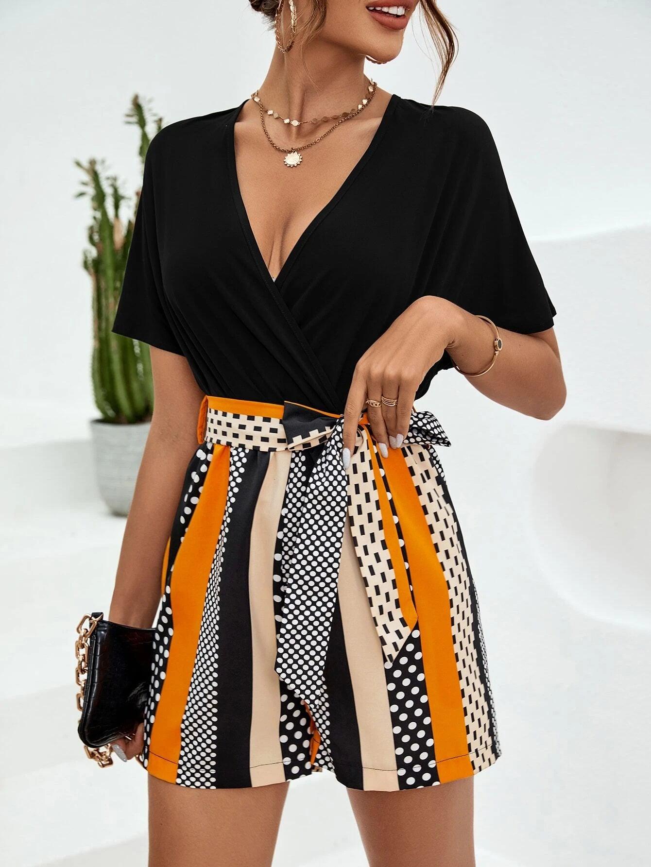 Casual Polka Dot Printed Romper-Comfy Jumpsuits