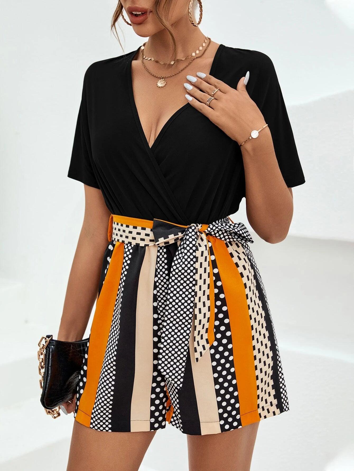 Casual Polka Dot Printed Romper-Comfy Jumpsuits