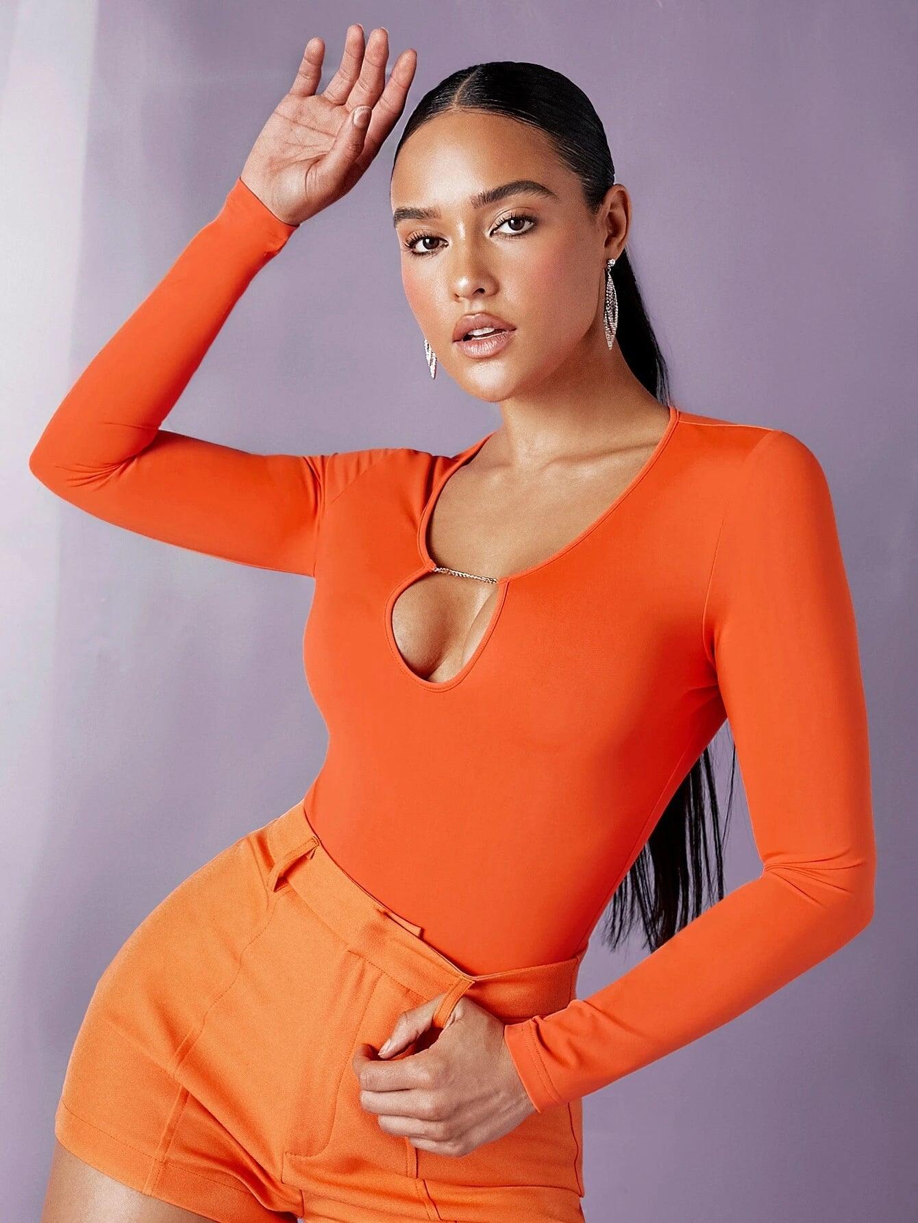 Casual Long Sleeve Bodysuit-Comfy Jumpsuits