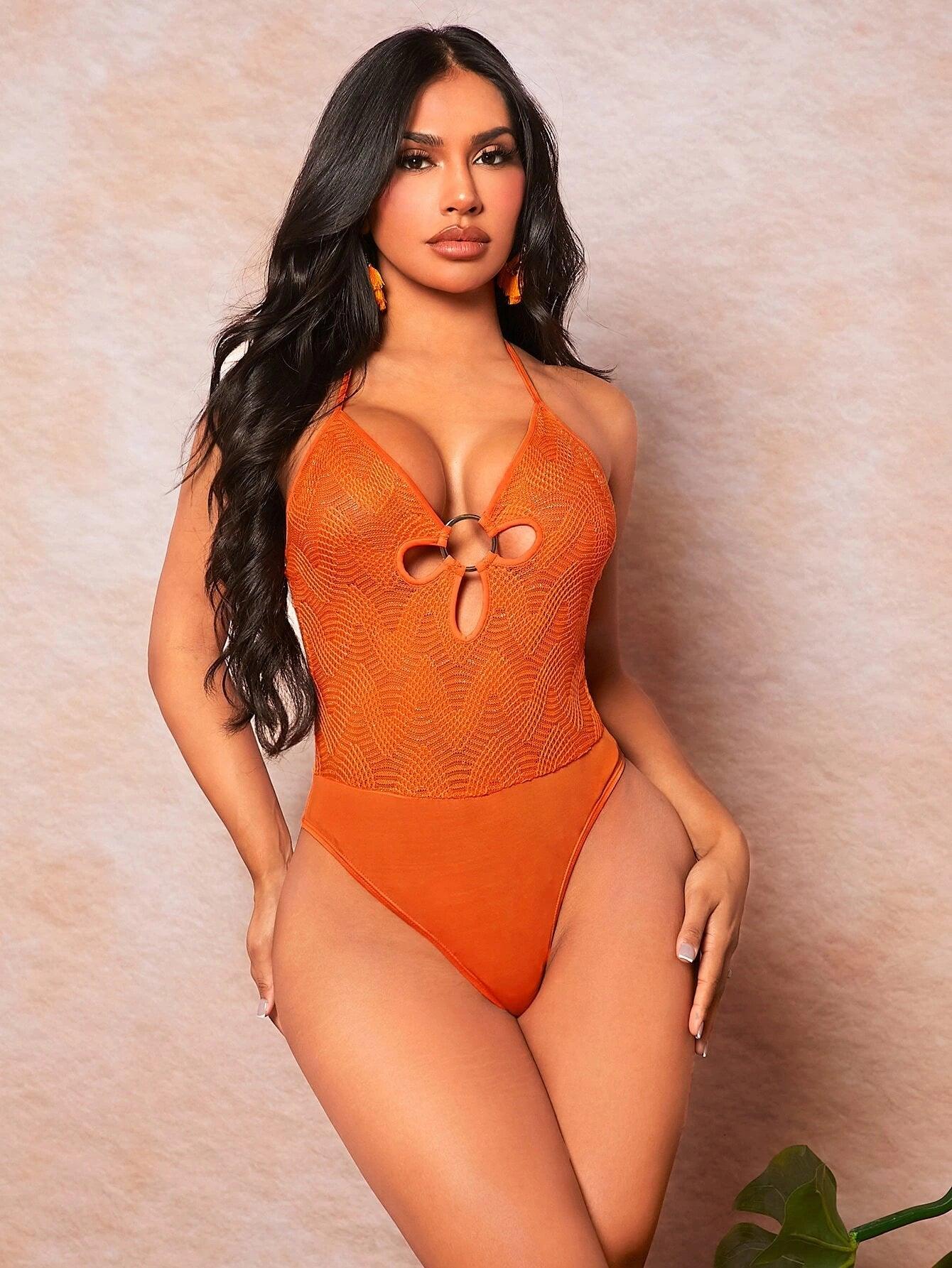 Halter Neck Backless Bodysuit-Comfy Jumpsuits