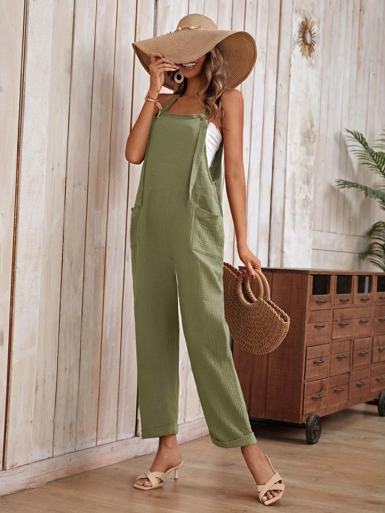 Pocket Patched Jumpsuit Without Tube Top-Comfy Jumpsuits