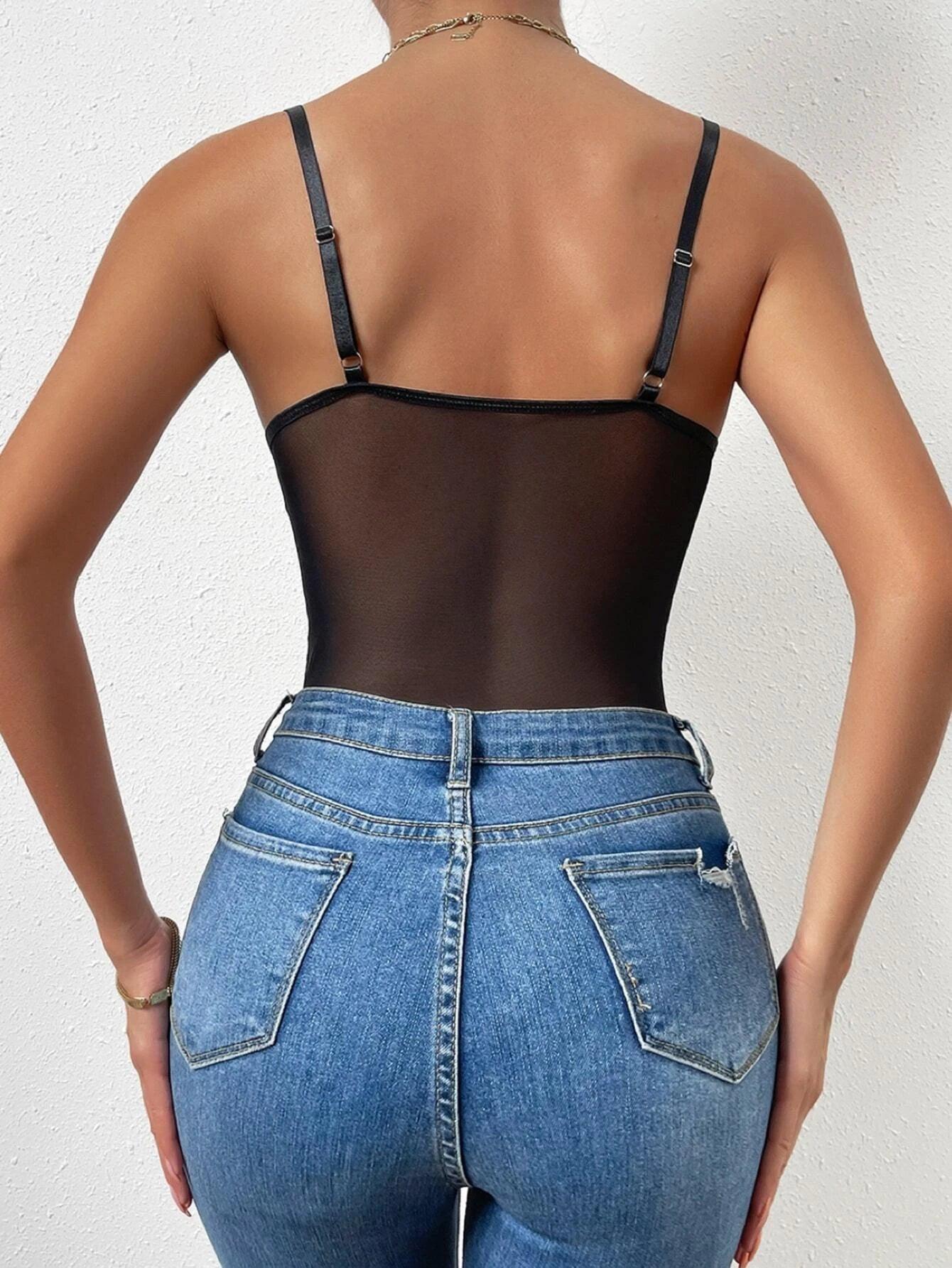 Floral Lace Underwire Cami Bodysuit-Comfy Jumpsuits