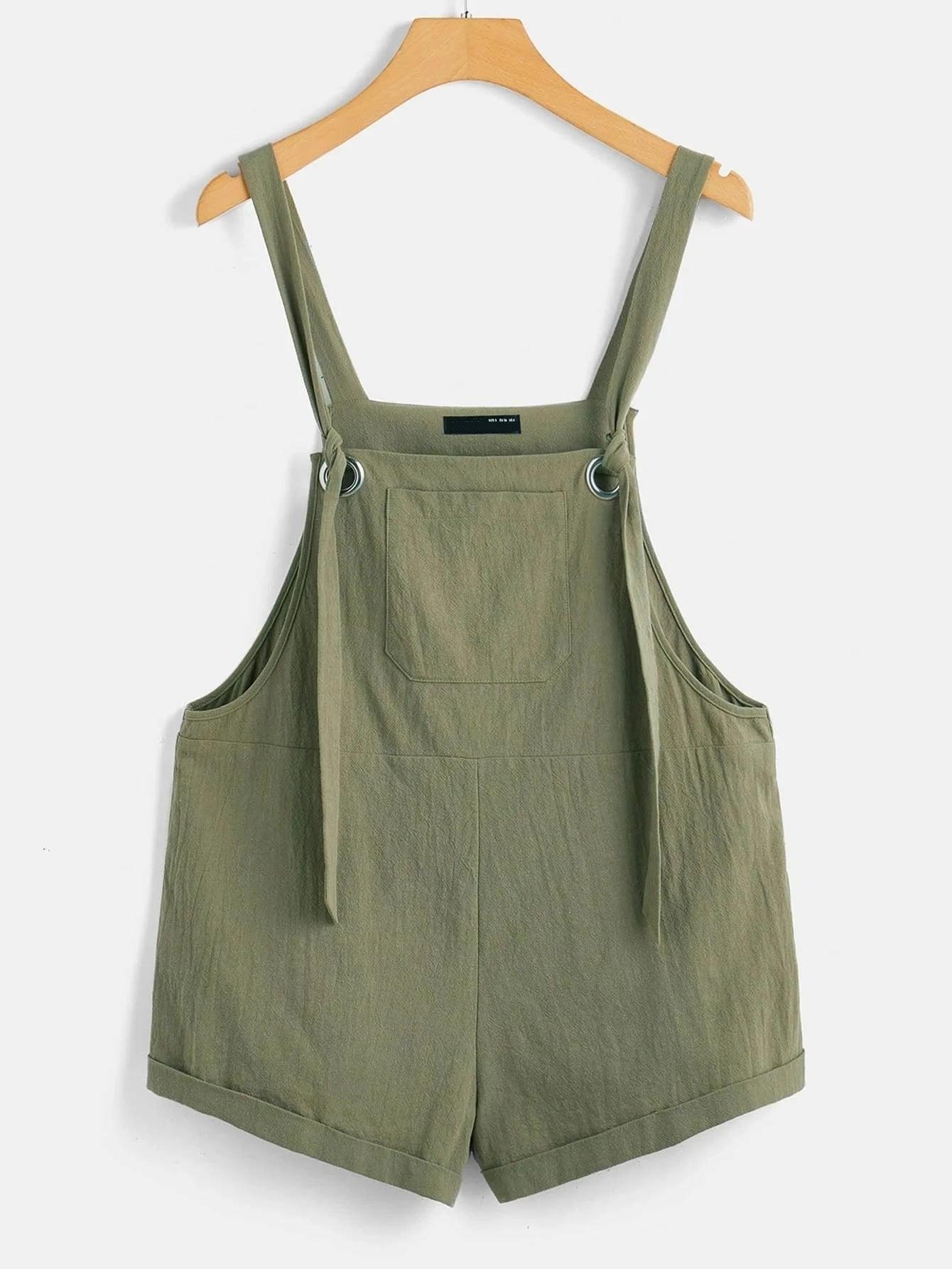 Olive Green Cotton Romper Without Tee-Comfy Jumpsuits