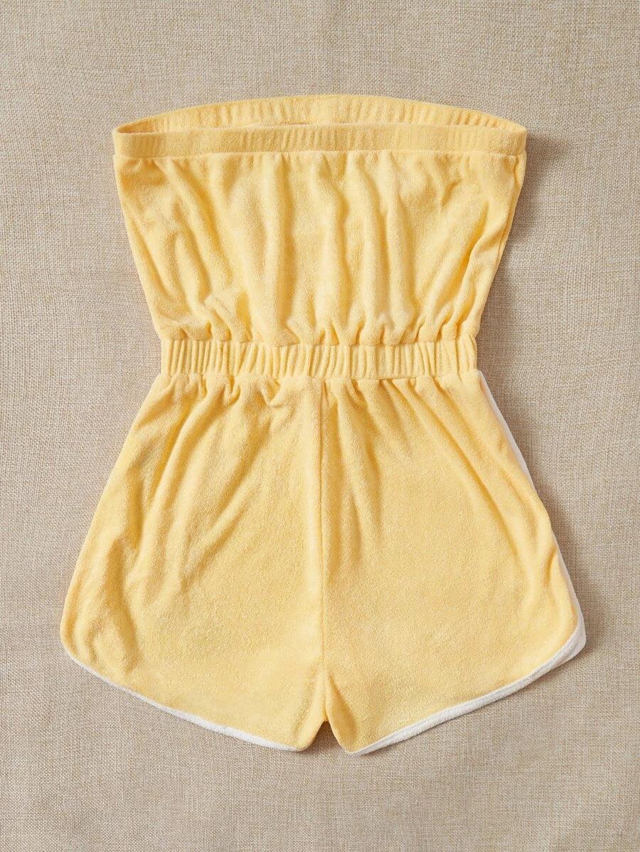 Floral Print Knot Front Tube Romper-Comfy Jumpsuits