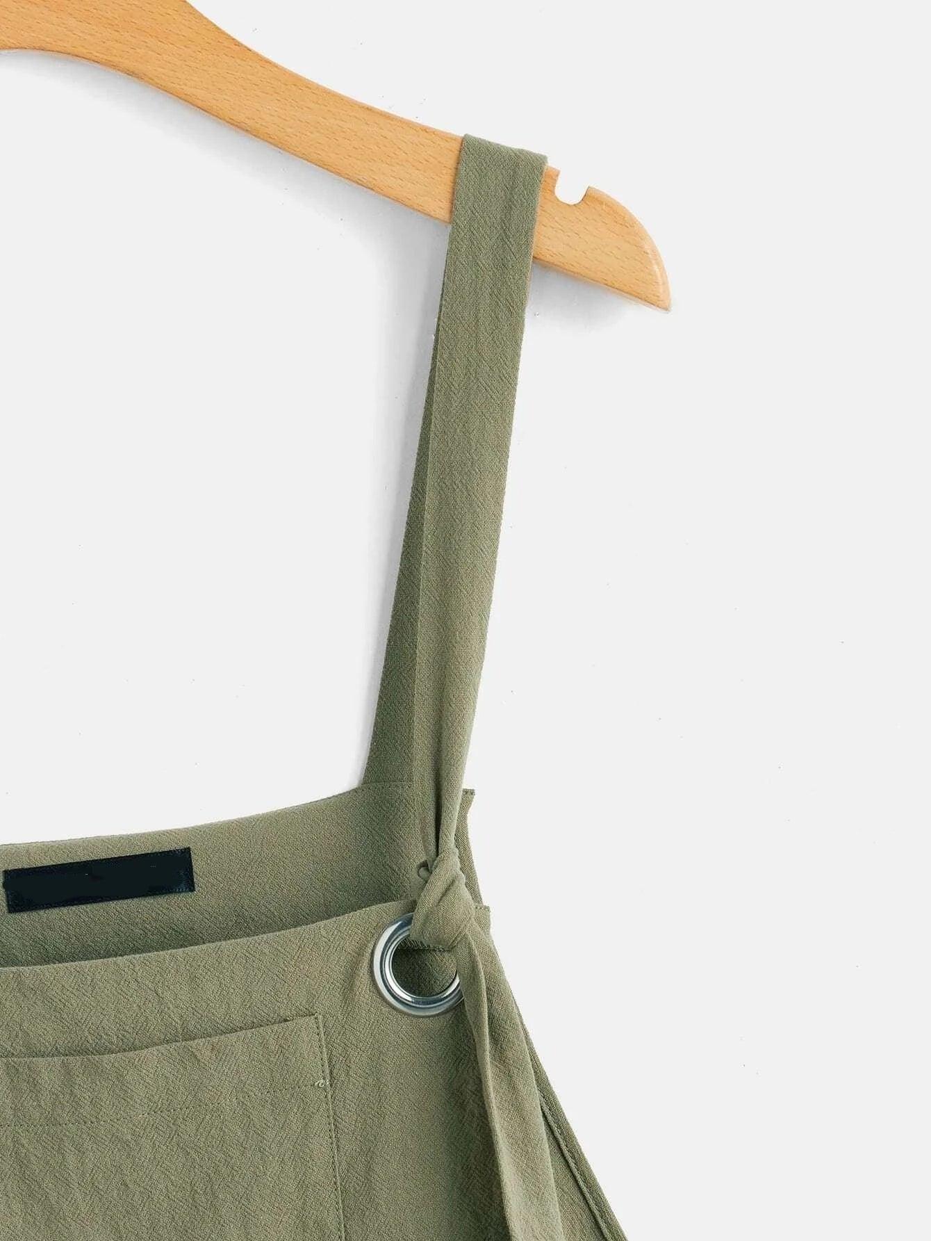 Olive Green Cotton Romper Without Tee-Comfy Jumpsuits