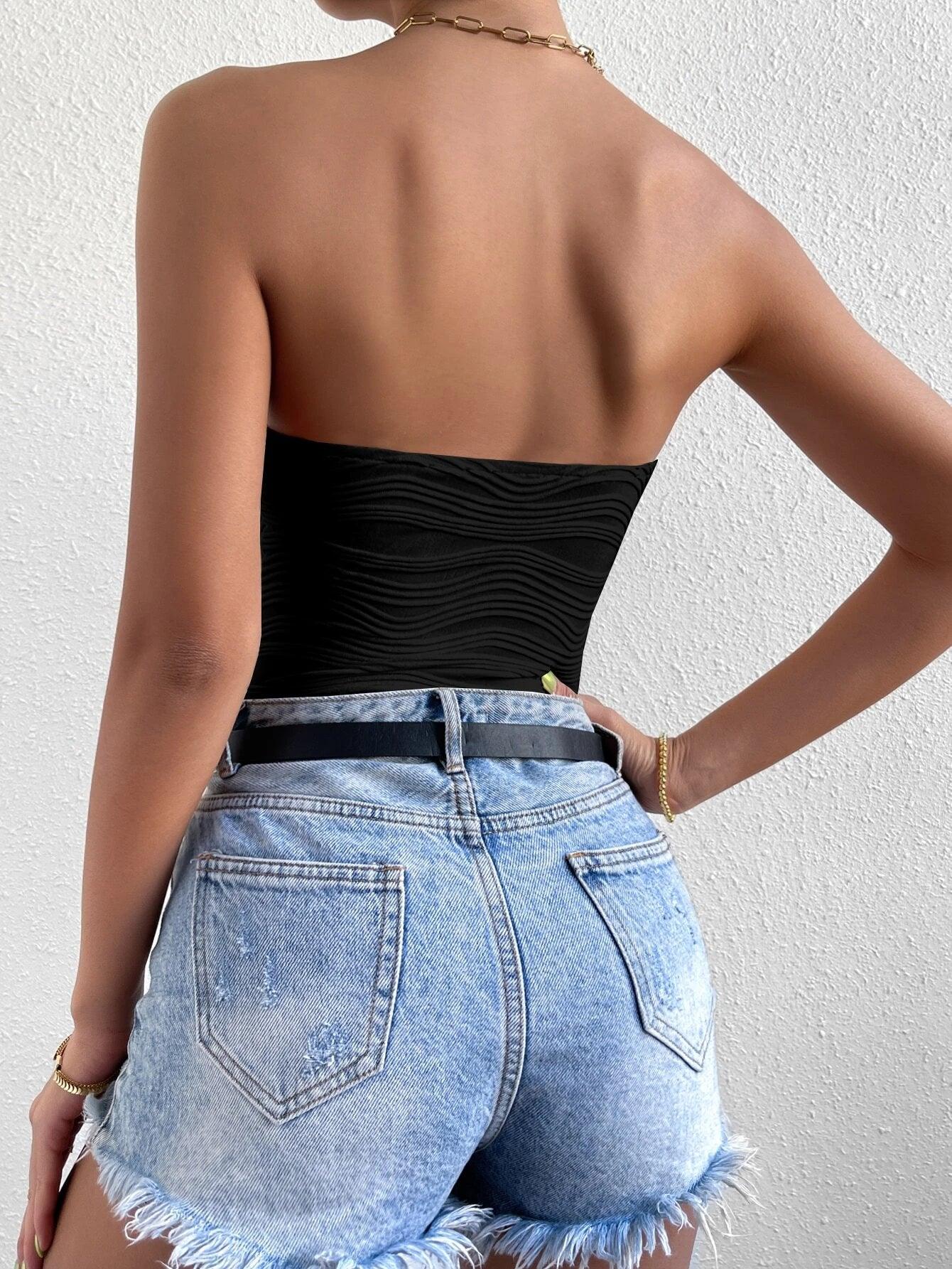 Strapless Neckline Bodysuit-Comfy Jumpsuits