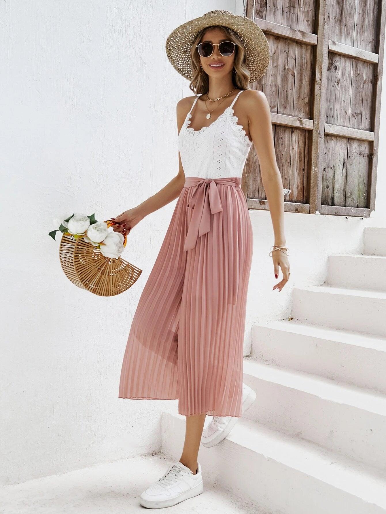 Two-Tone Wide Leg Cami Jumpsuit-Comfy Jumpsuits