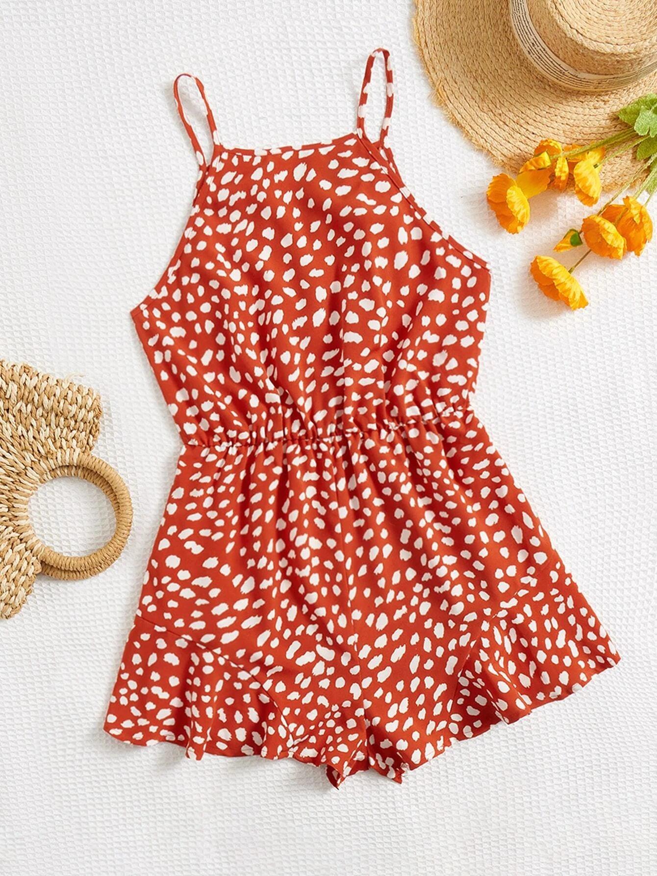 High Waist Short Cami Romper-Comfy Jumpsuits