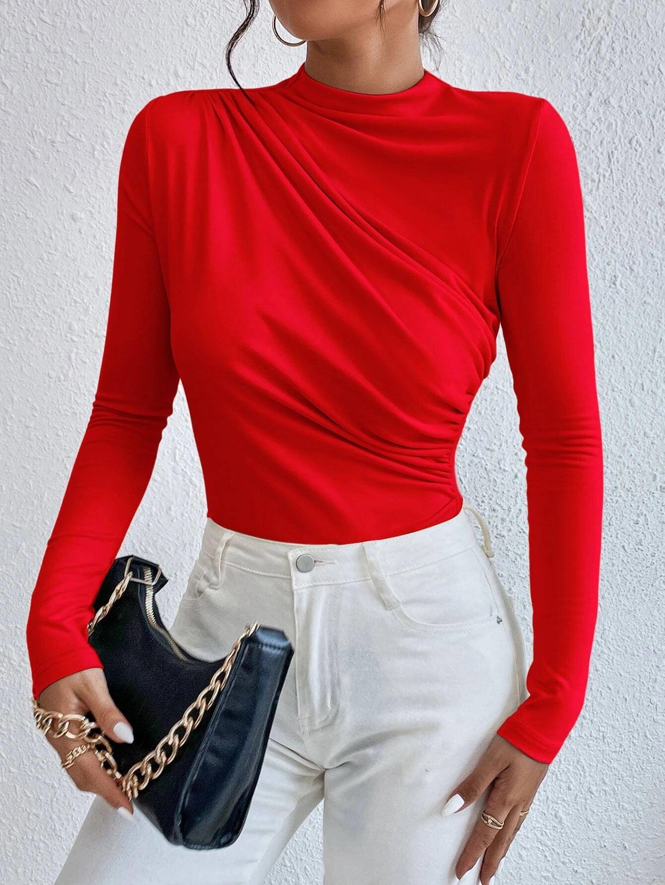 Ruched Slim Fit Bodysuit-Comfy Jumpsuits
