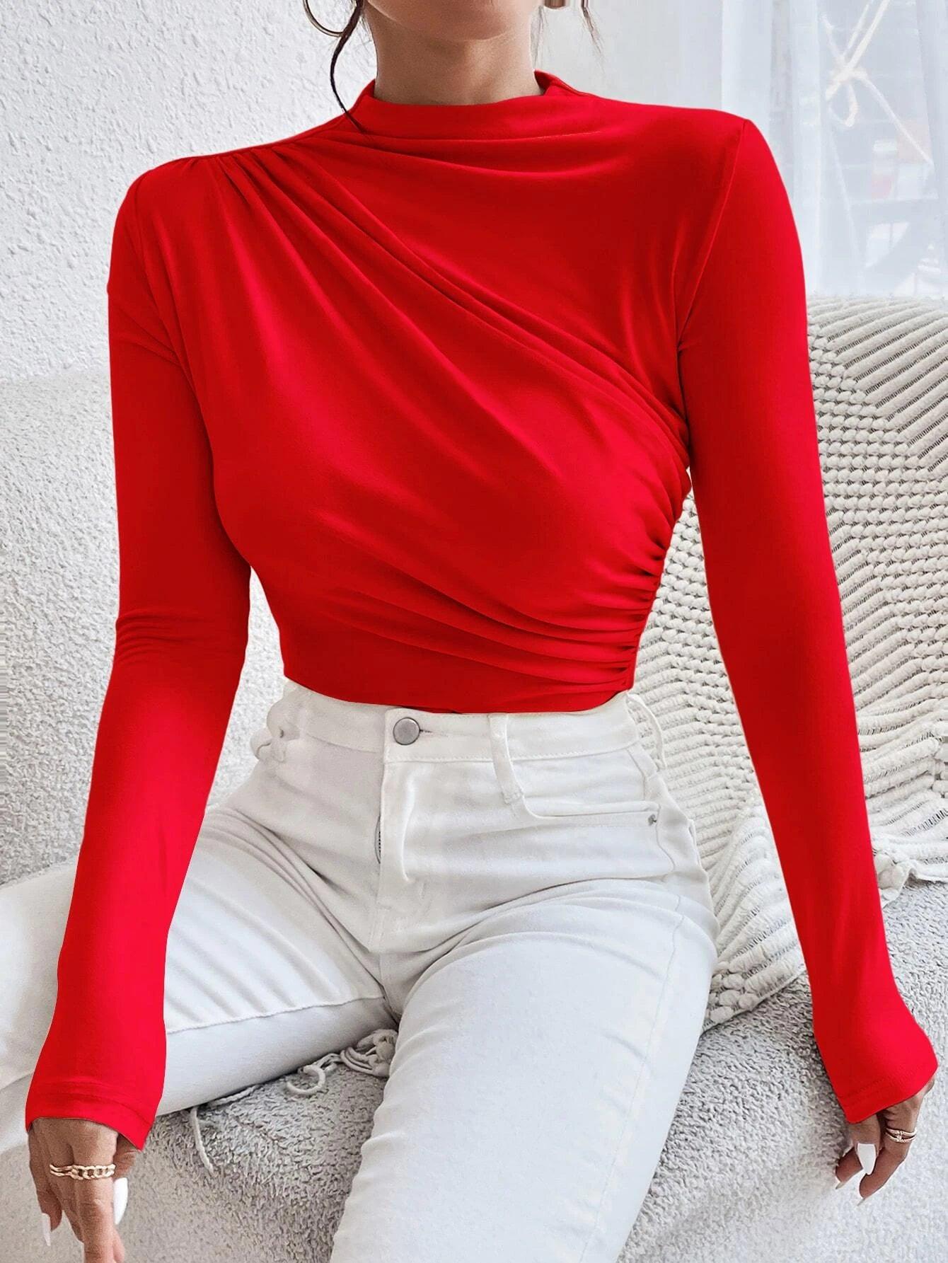 Ruched Slim Fit Bodysuit-Comfy Jumpsuits