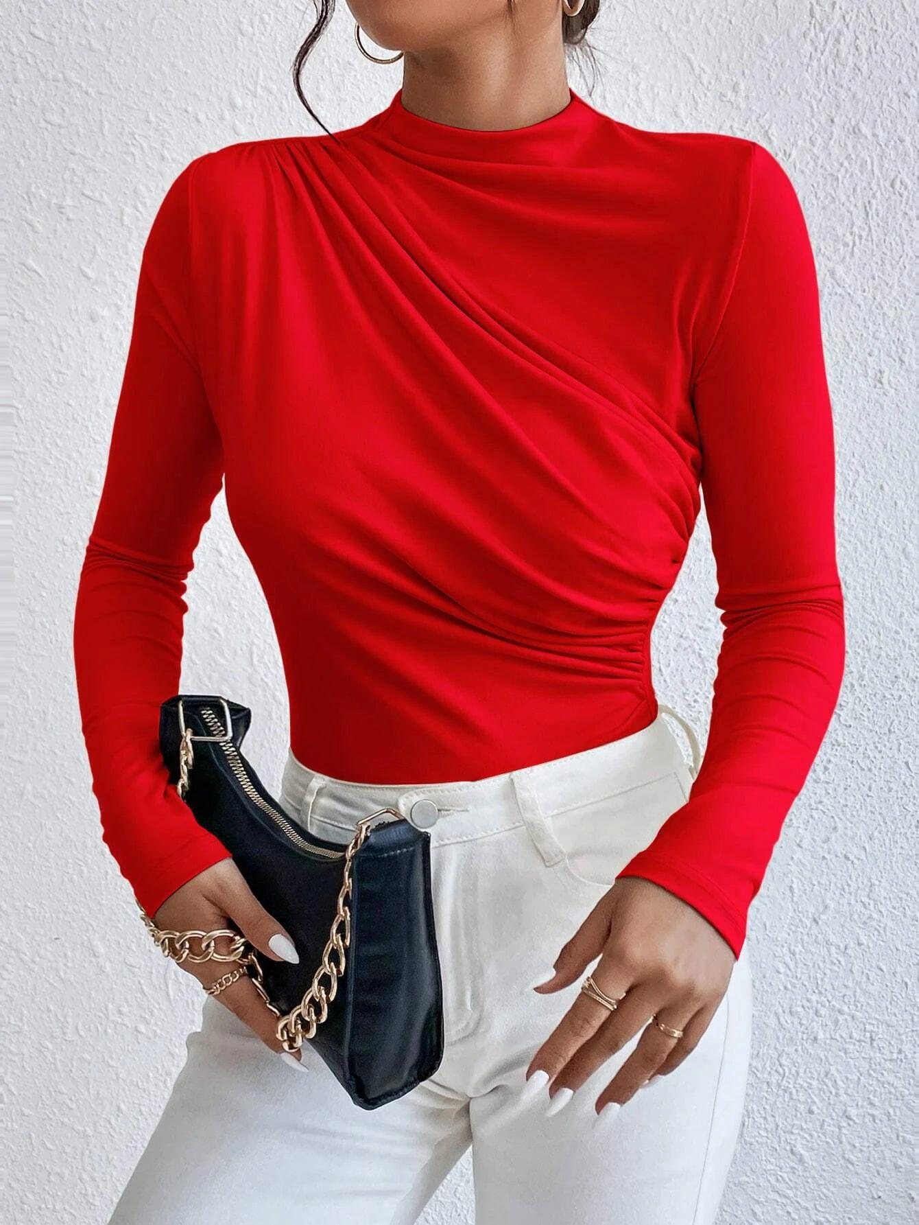 Ruched Slim Fit Bodysuit-Comfy Jumpsuits