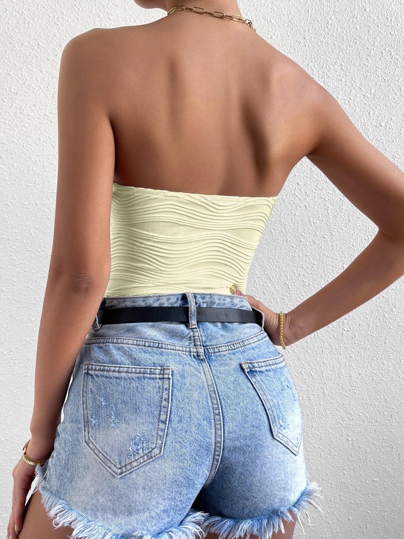 Strapless Neckline Bodysuit-Comfy Jumpsuits