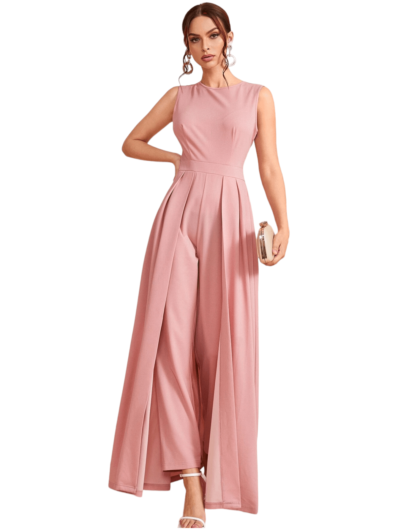 Solid Coloured Zipper Back Jumpsuit-Comfy Jumpsuits