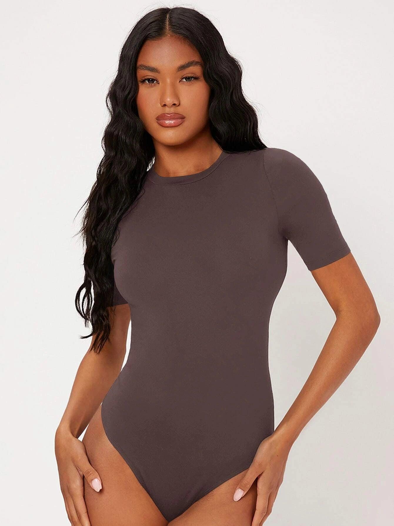 Round Neck Bodysuit-Comfy Jumpsuits