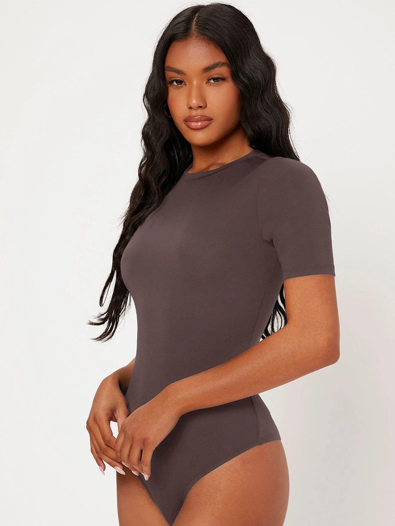 Round Neck Bodysuit-Comfy Jumpsuits