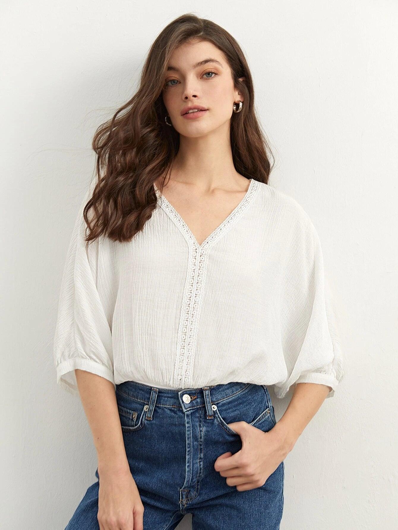 Batwing Sleeve Trim  Bodysuit-Comfy Jumpsuits