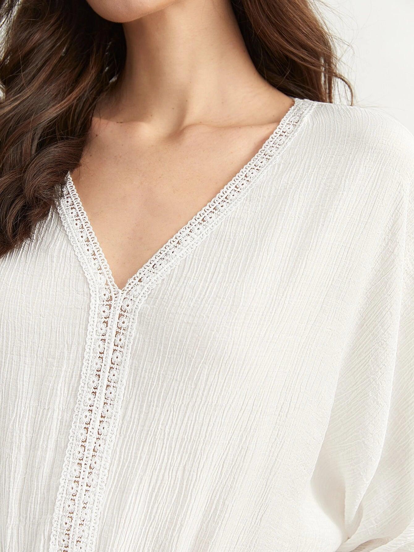 Batwing Sleeve Trim  Bodysuit-Comfy Jumpsuits