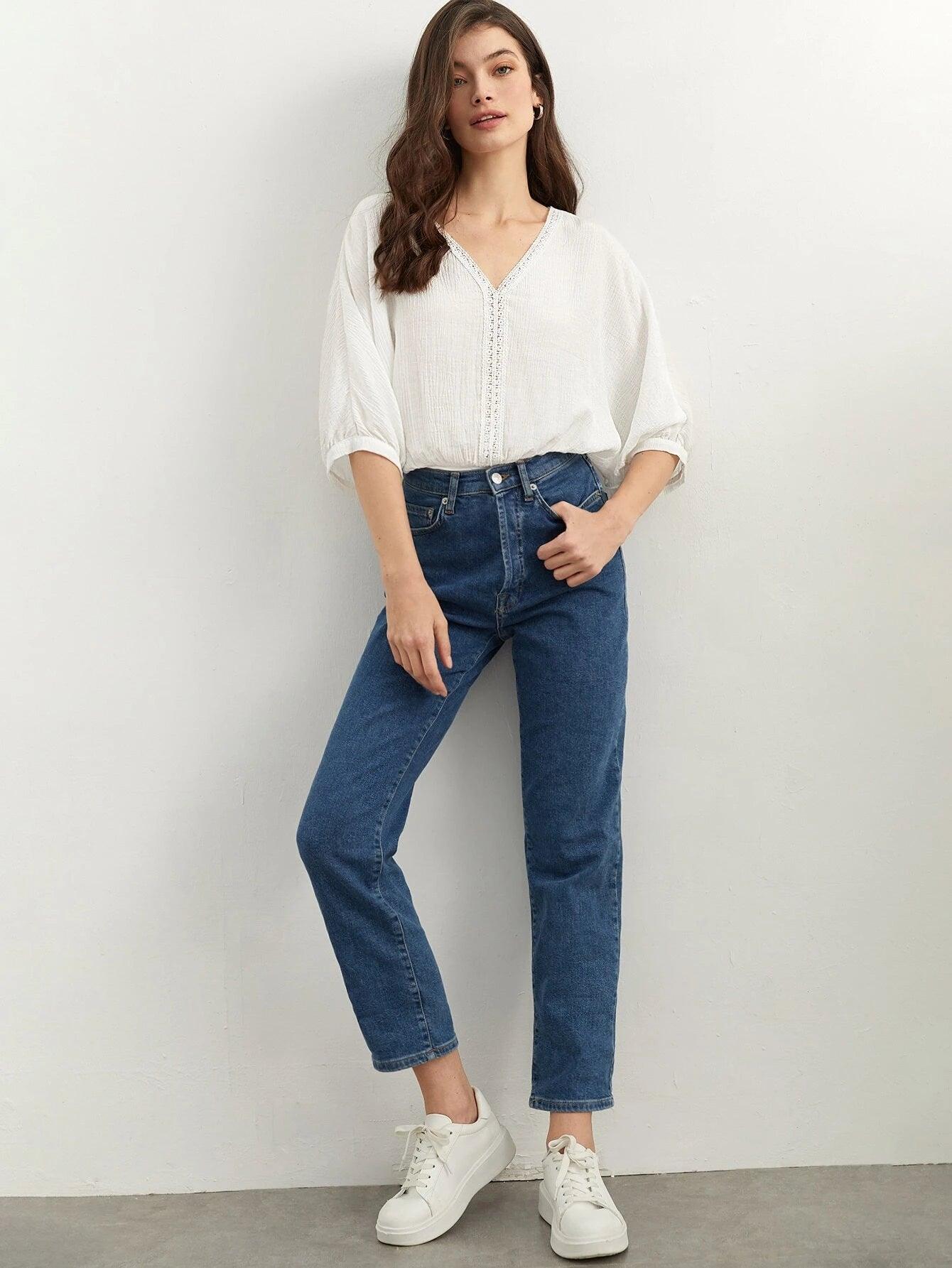 Batwing Sleeve Trim  Bodysuit-Comfy Jumpsuits