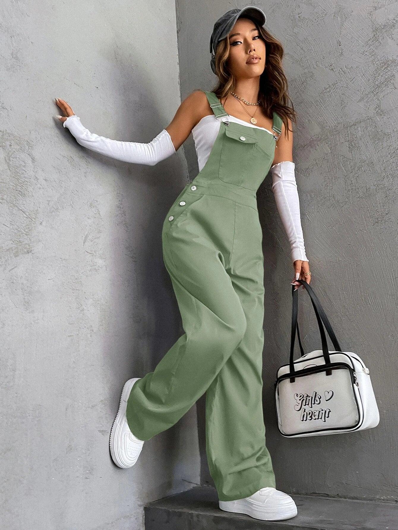 Flap Pocket Overalls-Comfy Jumpsuits