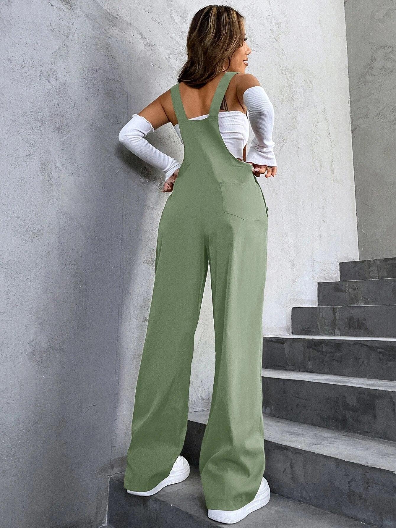 Flap Pocket Overalls-Comfy Jumpsuits