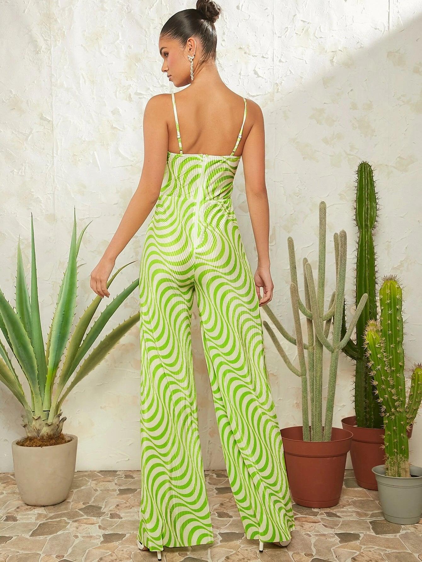 Striped Printed Cami Jumpsuit-Comfy Jumpsuits