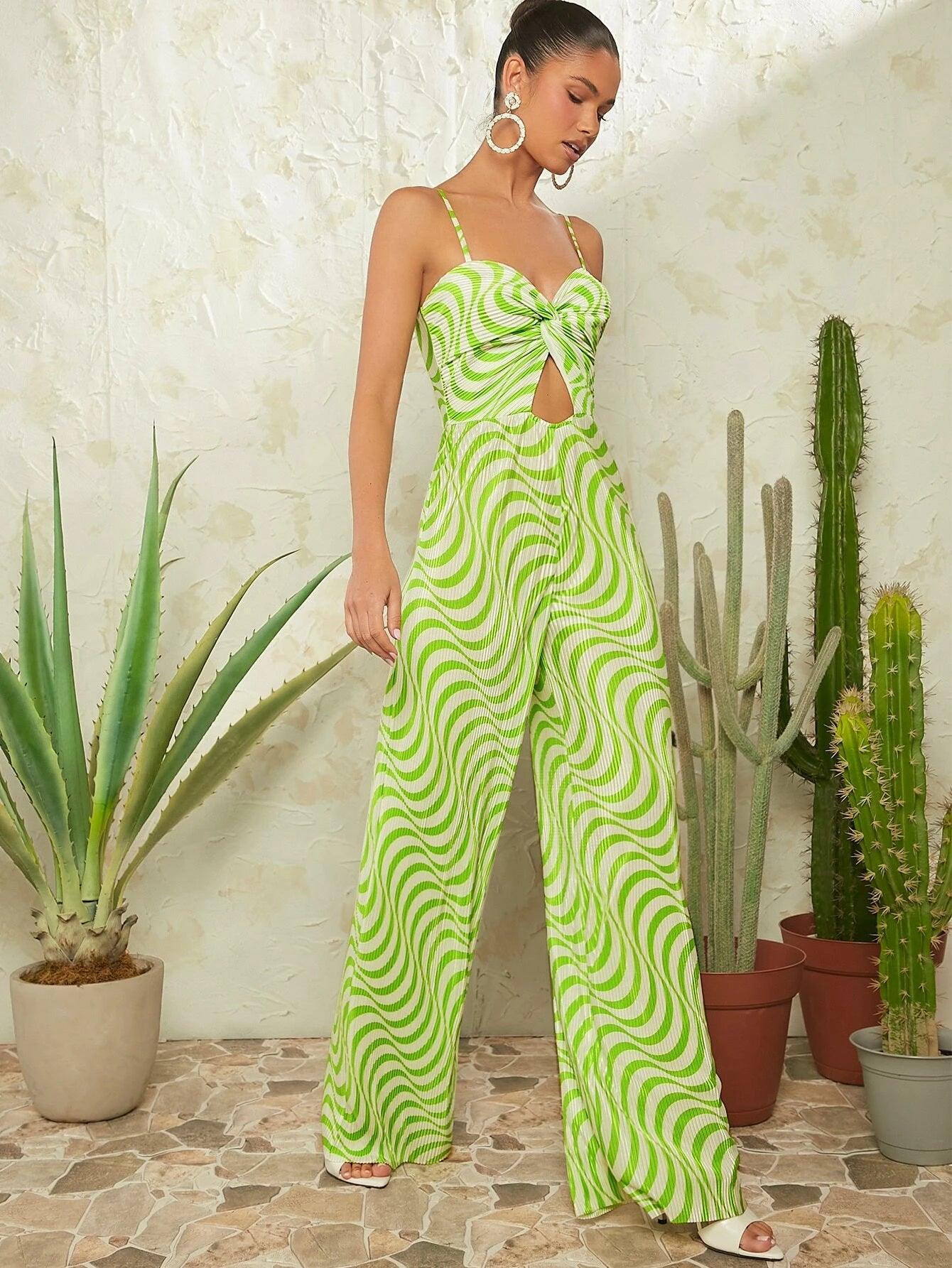 Striped Printed Cami Jumpsuit-Comfy Jumpsuits