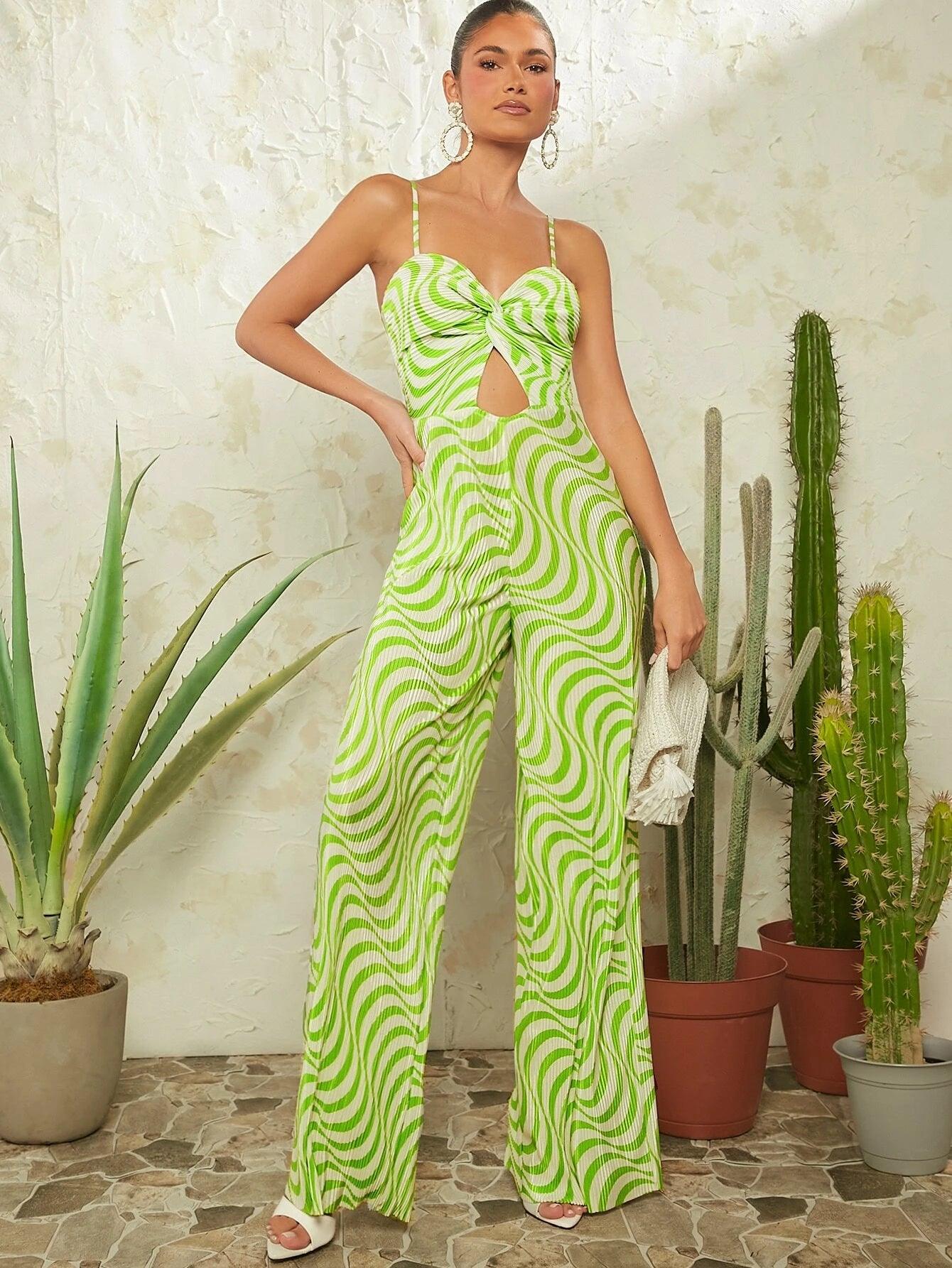 Striped Printed Cami Jumpsuit-Comfy Jumpsuits