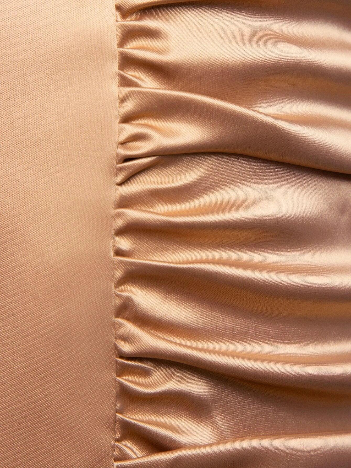 Ruched Side Satin Tube Jumpsuit-Comfy Jumpsuits