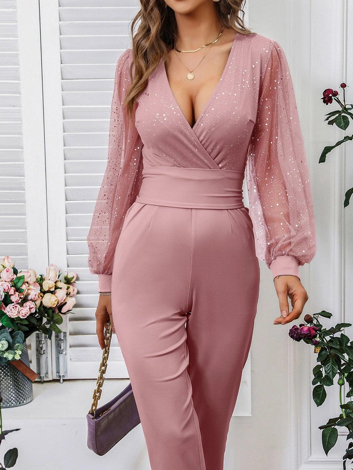 Bishop Sleeve Tie Back Jumpsuit-Comfy Jumpsuits