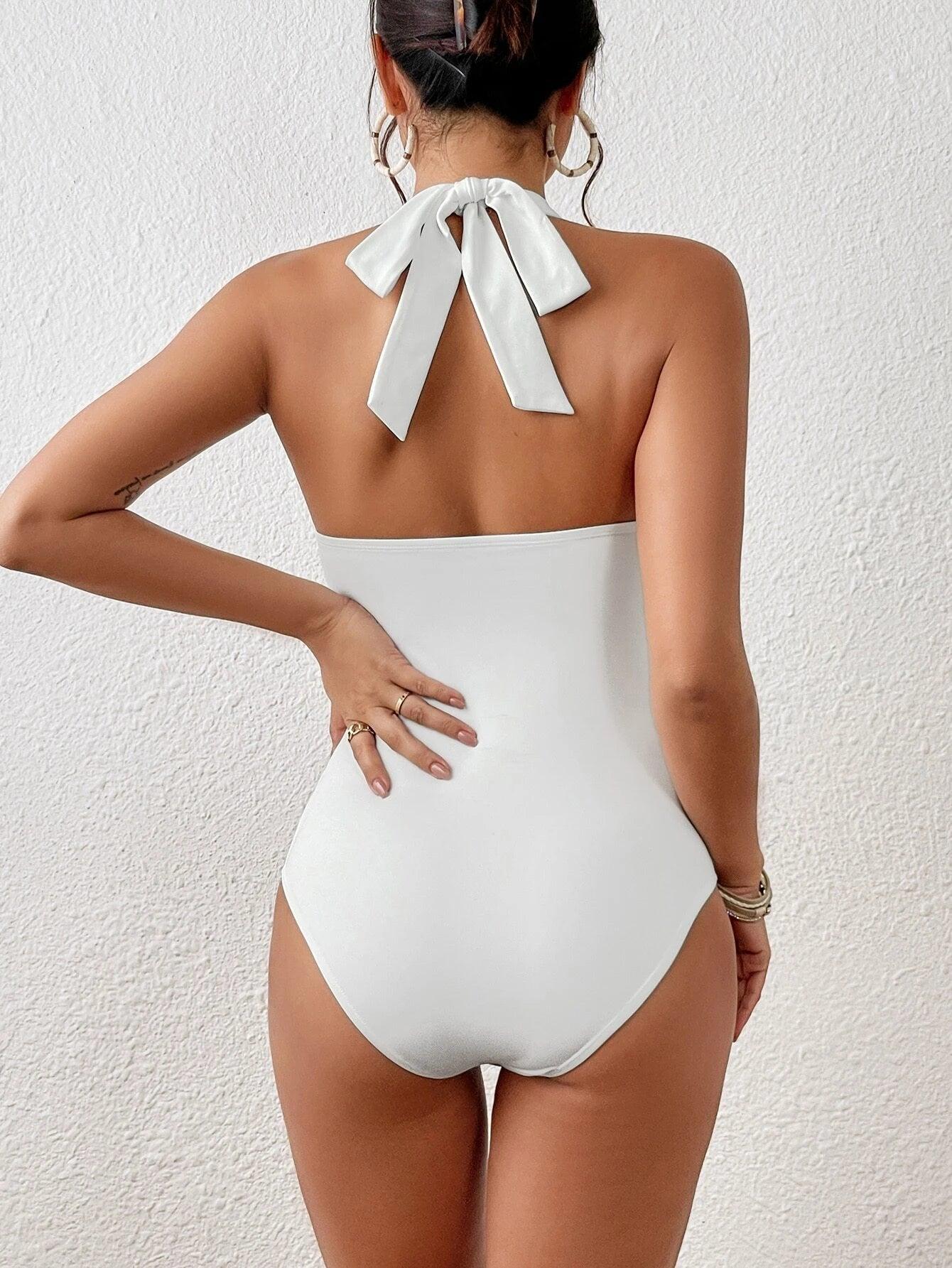 Halter Neck Backless Bodysuit-Comfy Jumpsuits