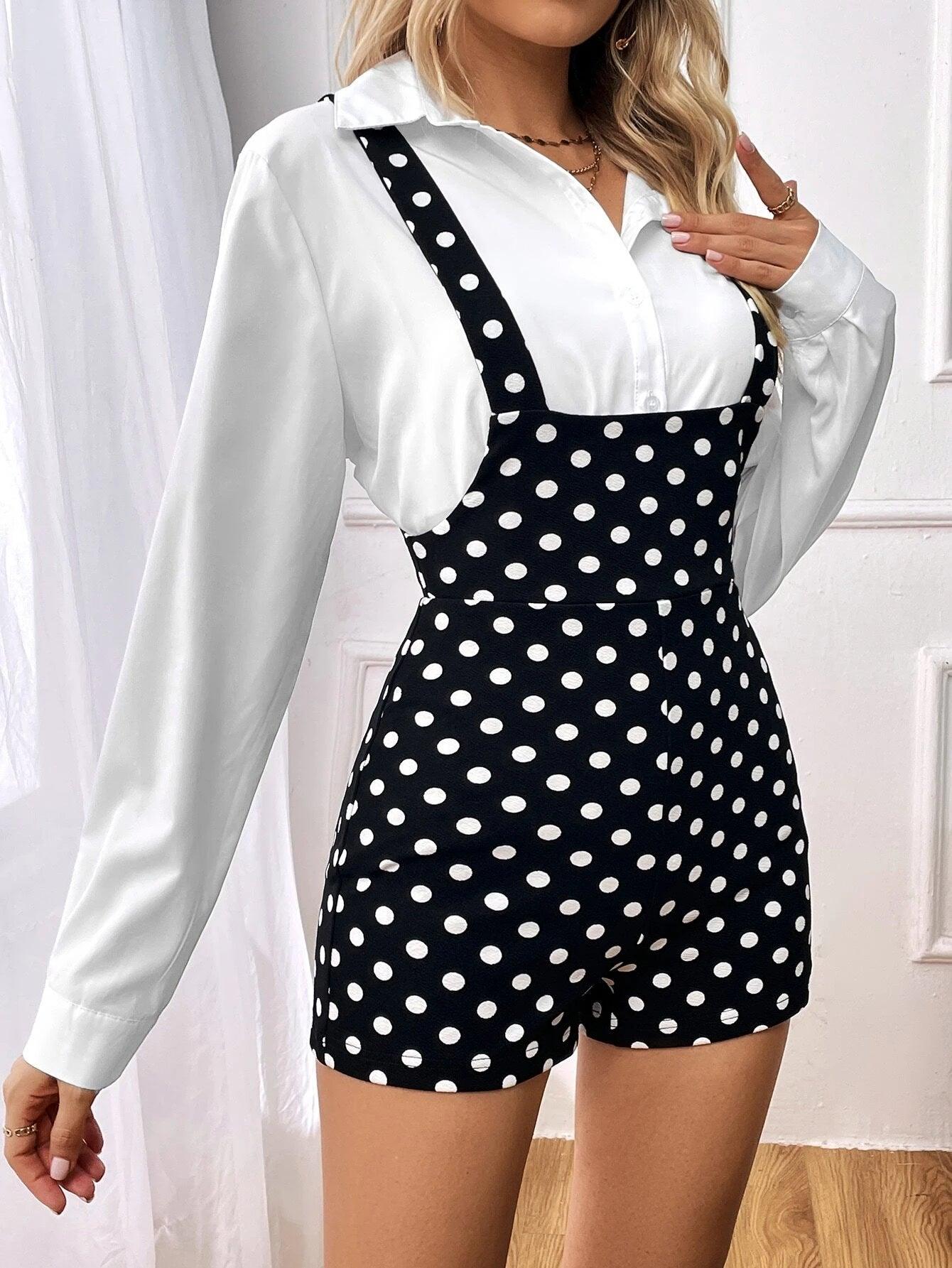 Polka Dot Printed Romper-Comfy Jumpsuits