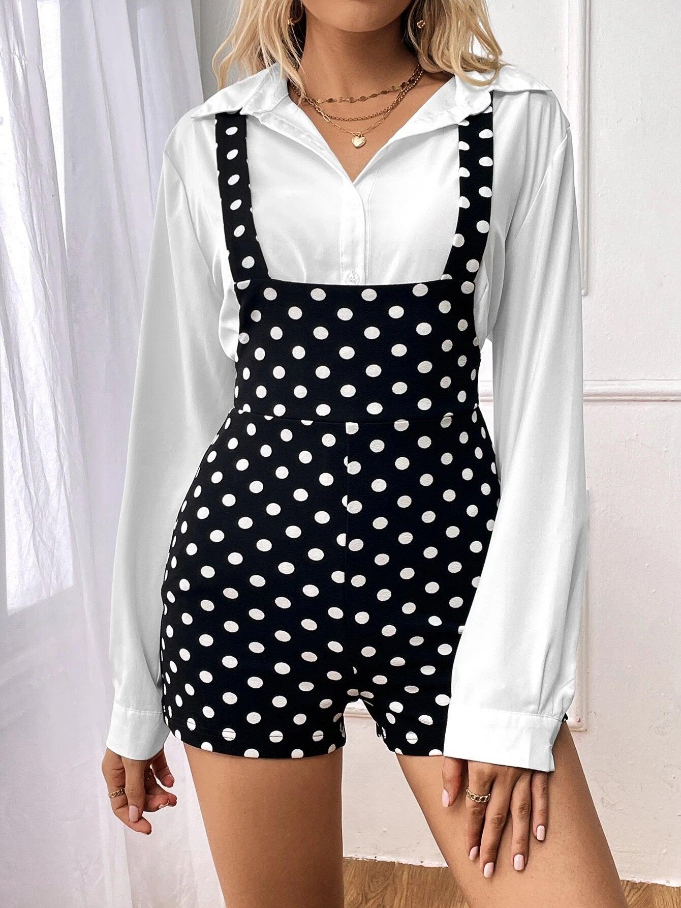 Polka Dot Printed Romper-Comfy Jumpsuits