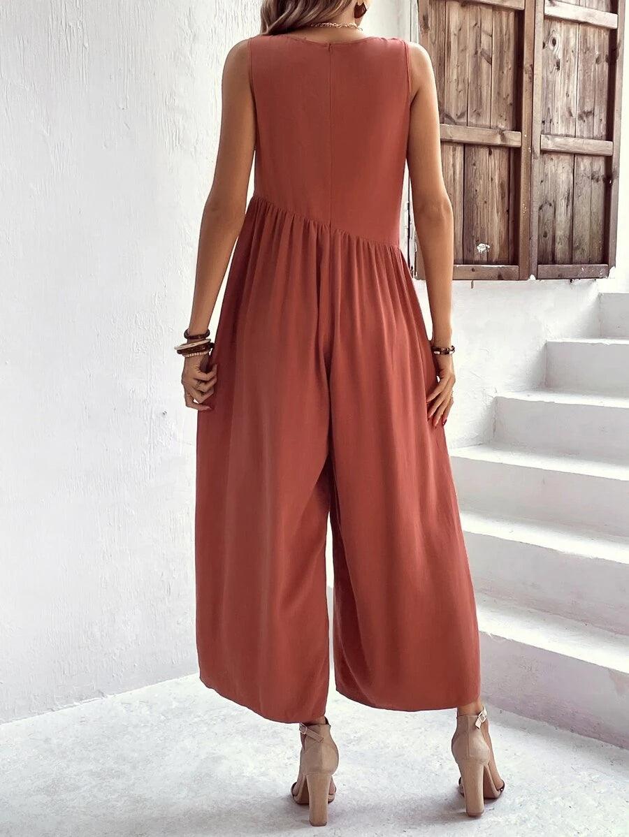 Slant Pocket Wide Leg Jumpsuit-Comfy Jumpsuits