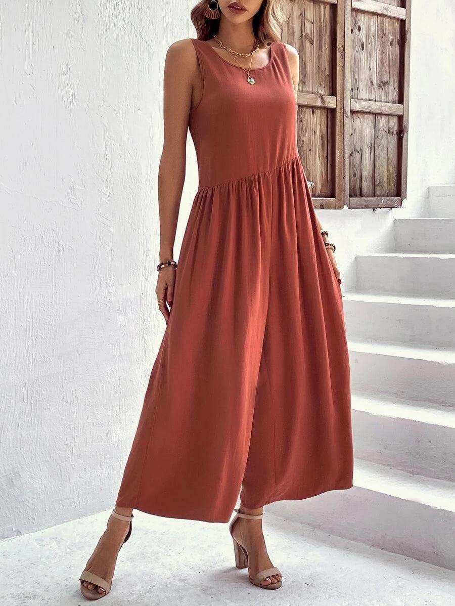Slant Pocket Wide Leg Jumpsuit-Comfy Jumpsuits