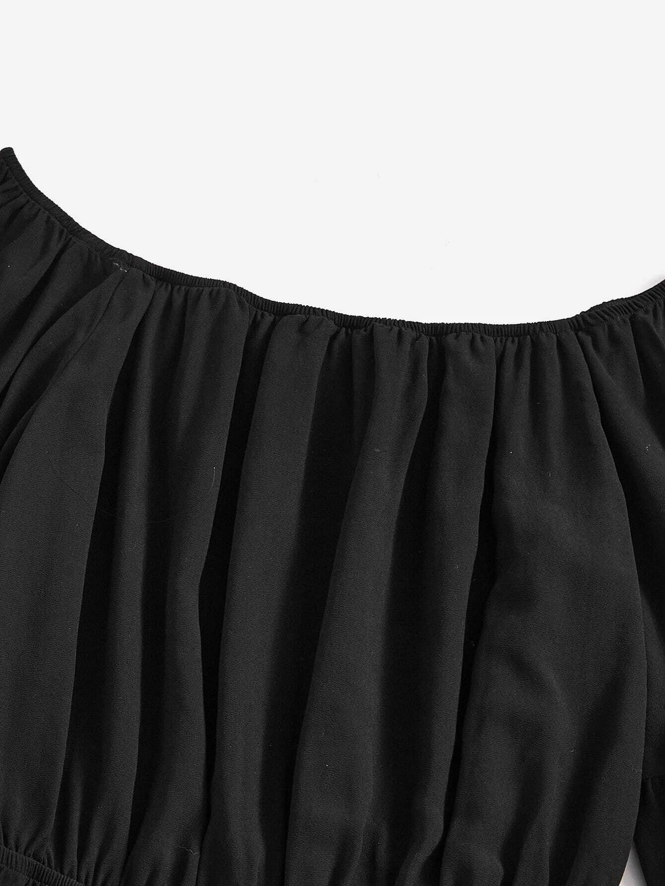 Solid Off Shoulder Romper-Comfy Jumpsuits