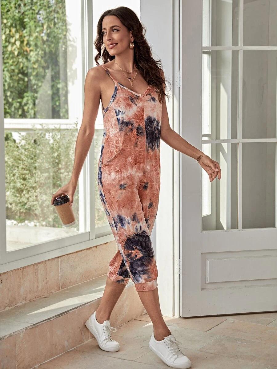 Tie Dye Cami Jumpsuit-Comfy Jumpsuits