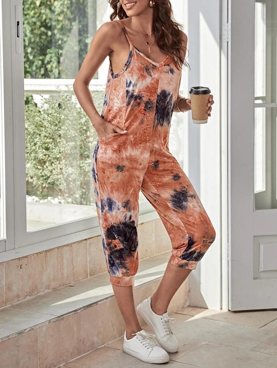 Tie Dye Cami Jumpsuit-Comfy Jumpsuits