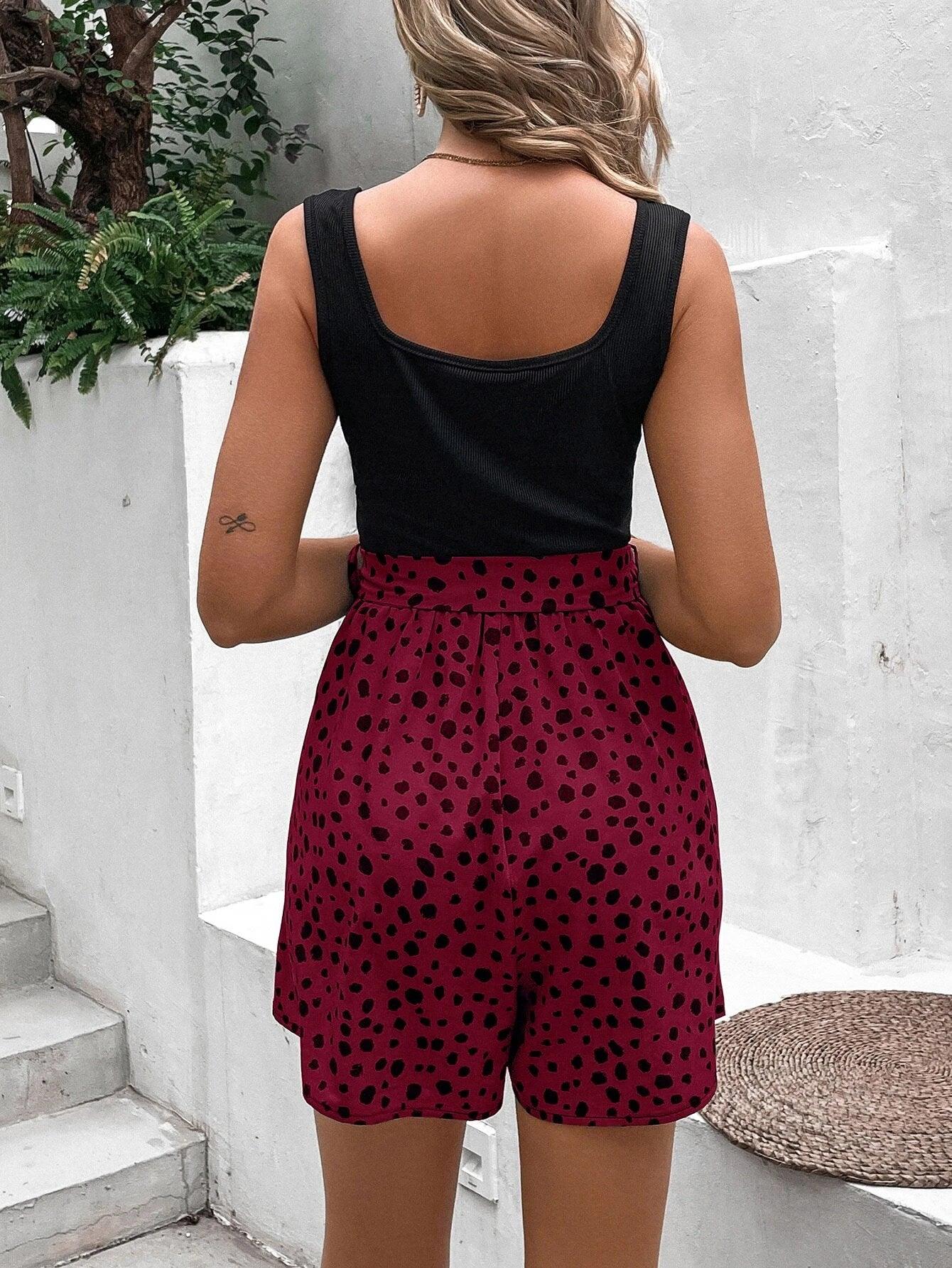 Print Belted Tank Romper-Comfy Jumpsuits