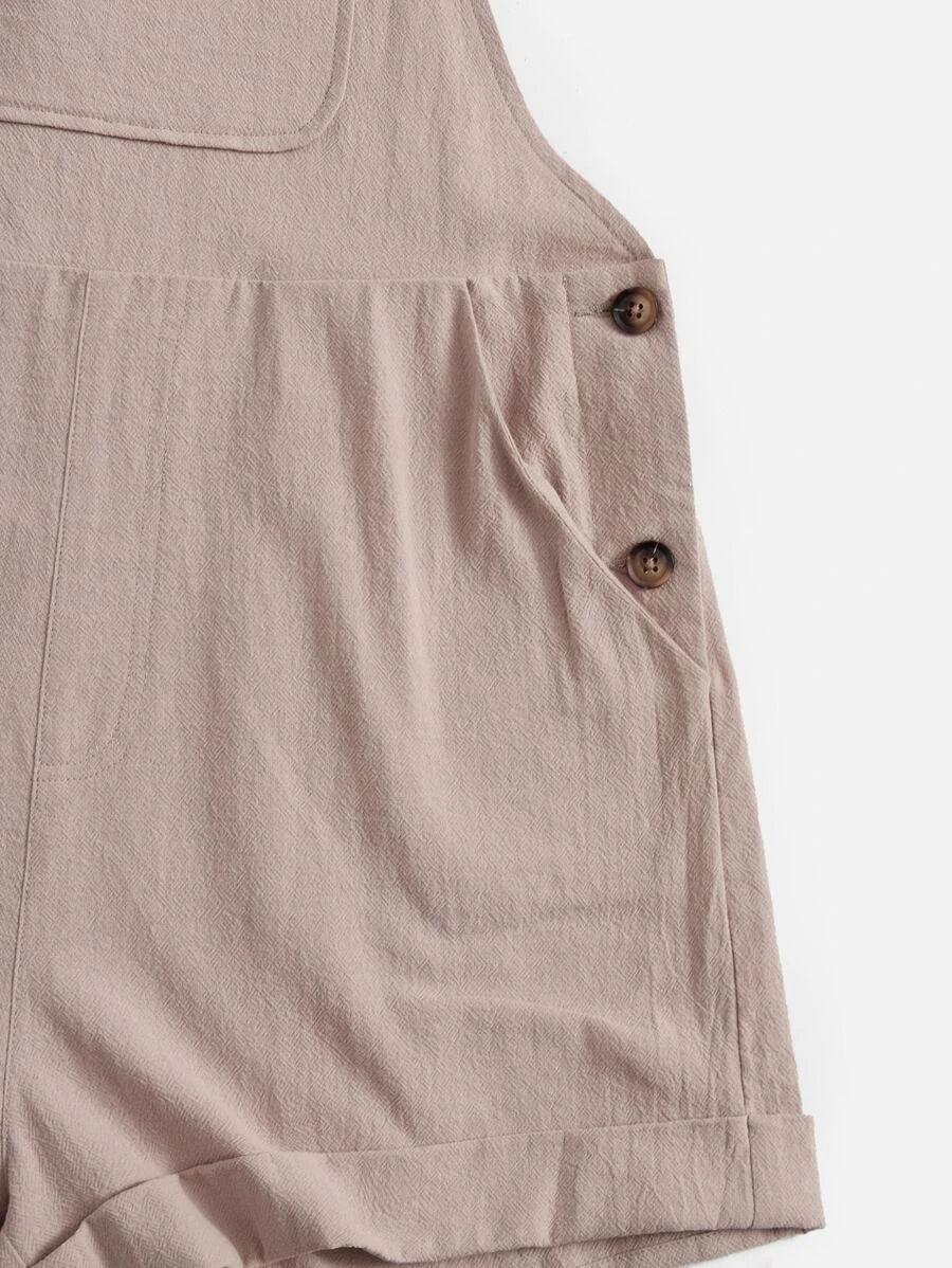 Flap Detail Overall Romper Without Tee-Comfy Jumpsuits