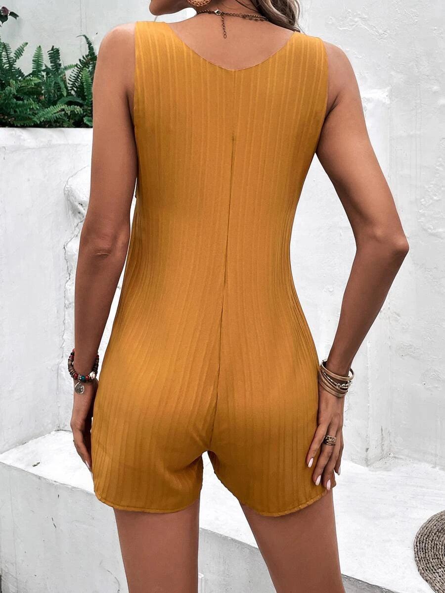 Contrast Binding Sequin Tank Bodysuit-Comfy Jumpsuits