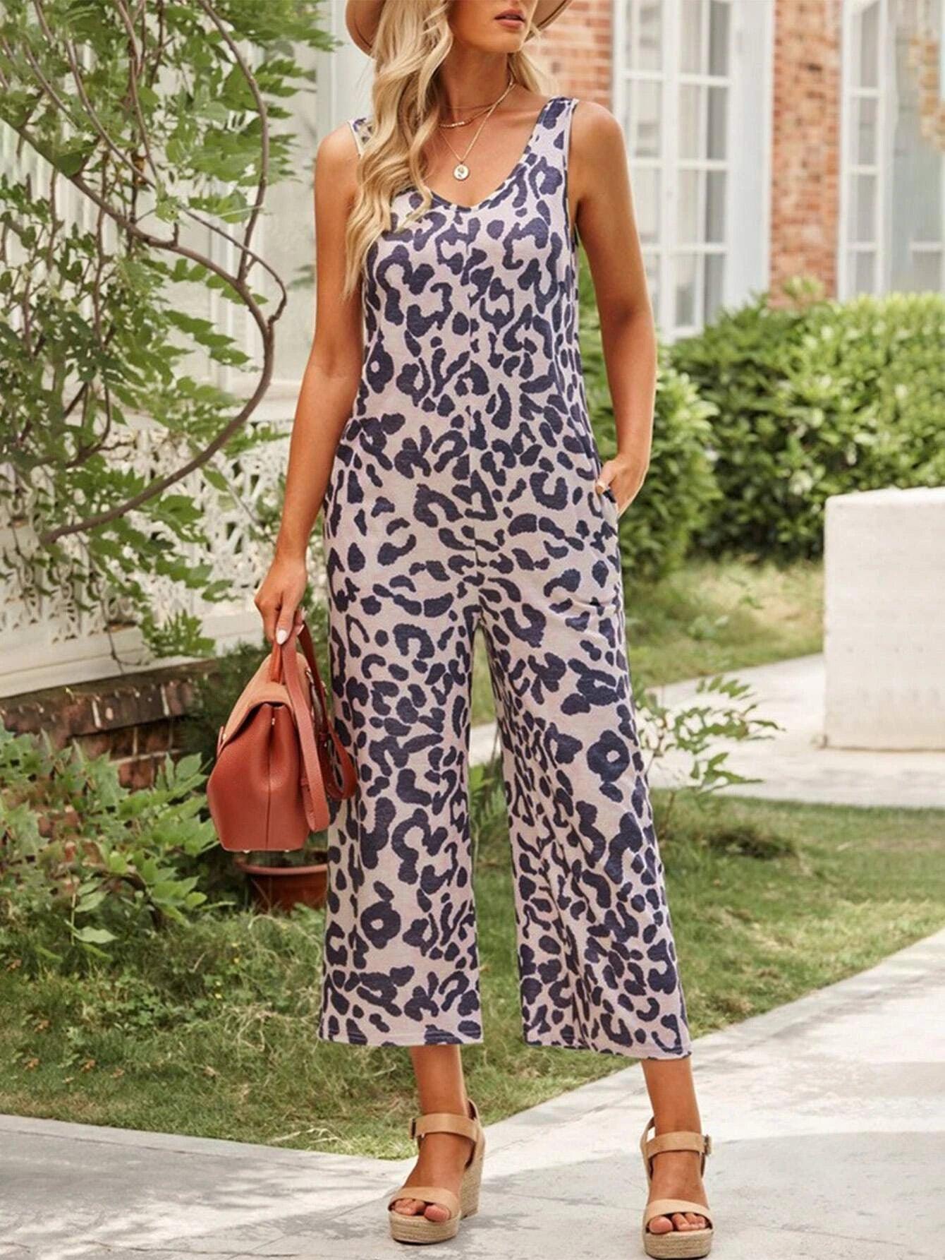 Printed Wide Length Jumpsuit-Comfy Jumpsuits