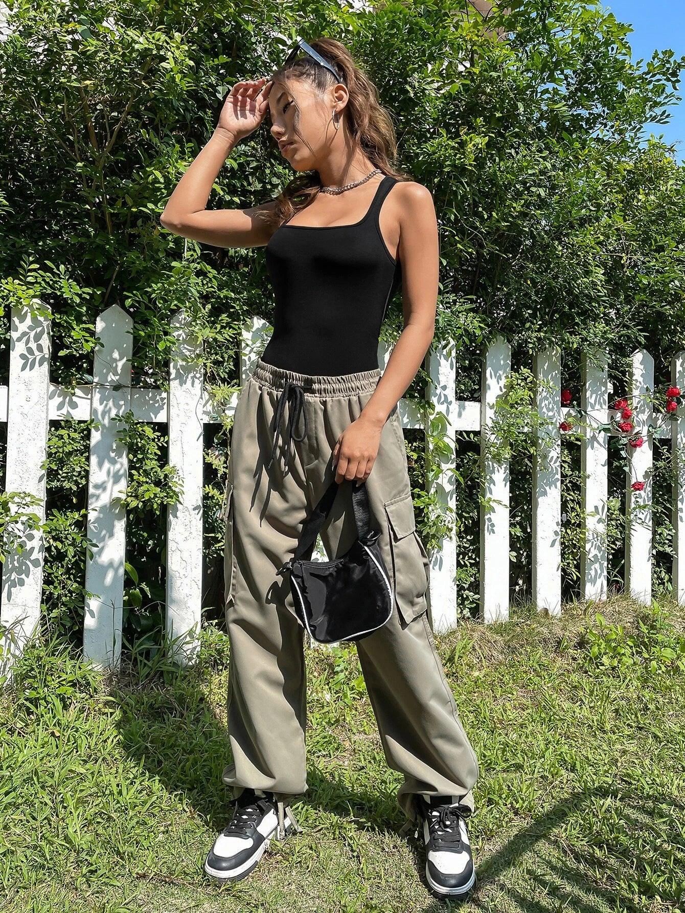 Square Neck Ribbed Knit Tank Bodysuit-Comfy Jumpsuits