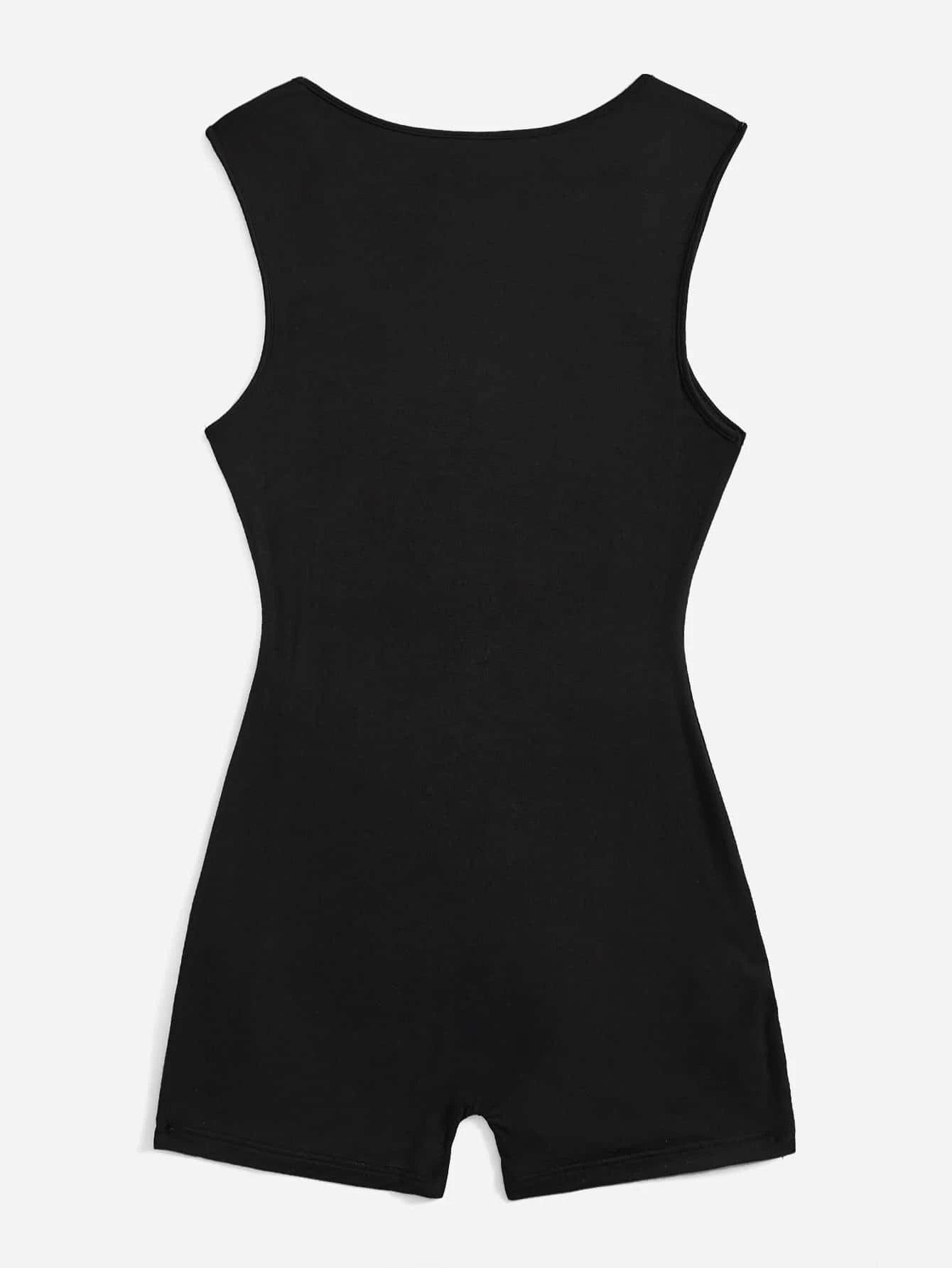 Solid Unitard Tank Romper-Comfy Jumpsuits